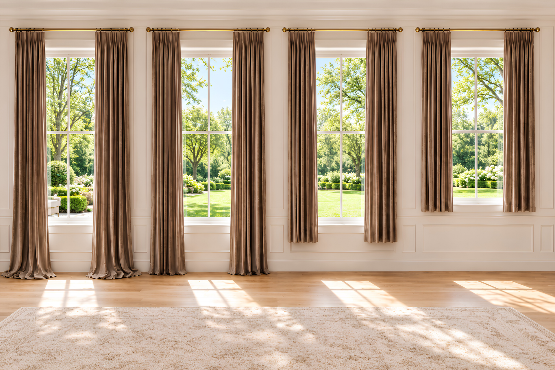 Different curtain lengths in different rooms by style.
