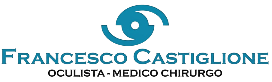 Francesco Castiglione logo with teal eye icon and the text “Oculista - Medico Chirurgo”