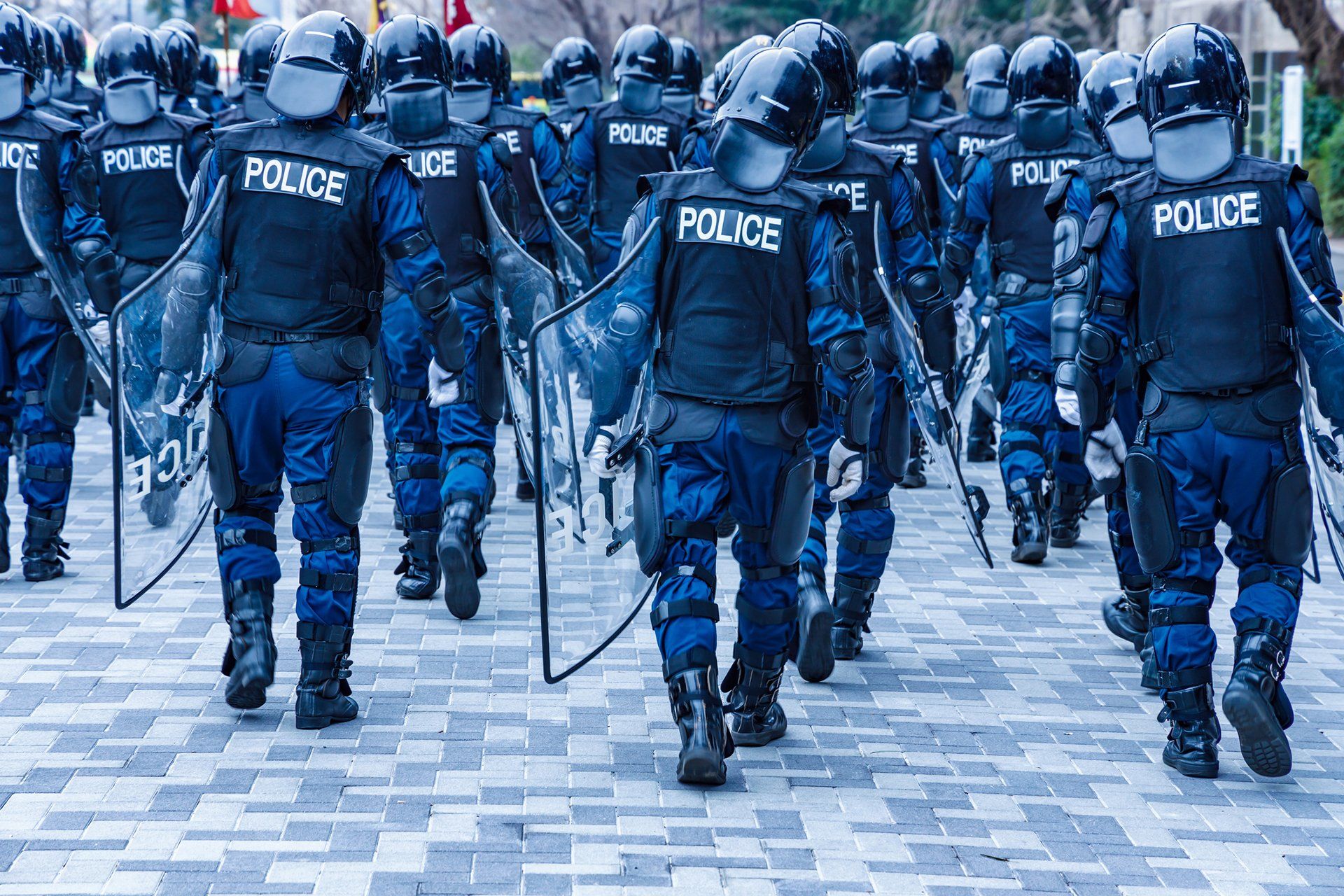Police riot police protecting the peace of the city