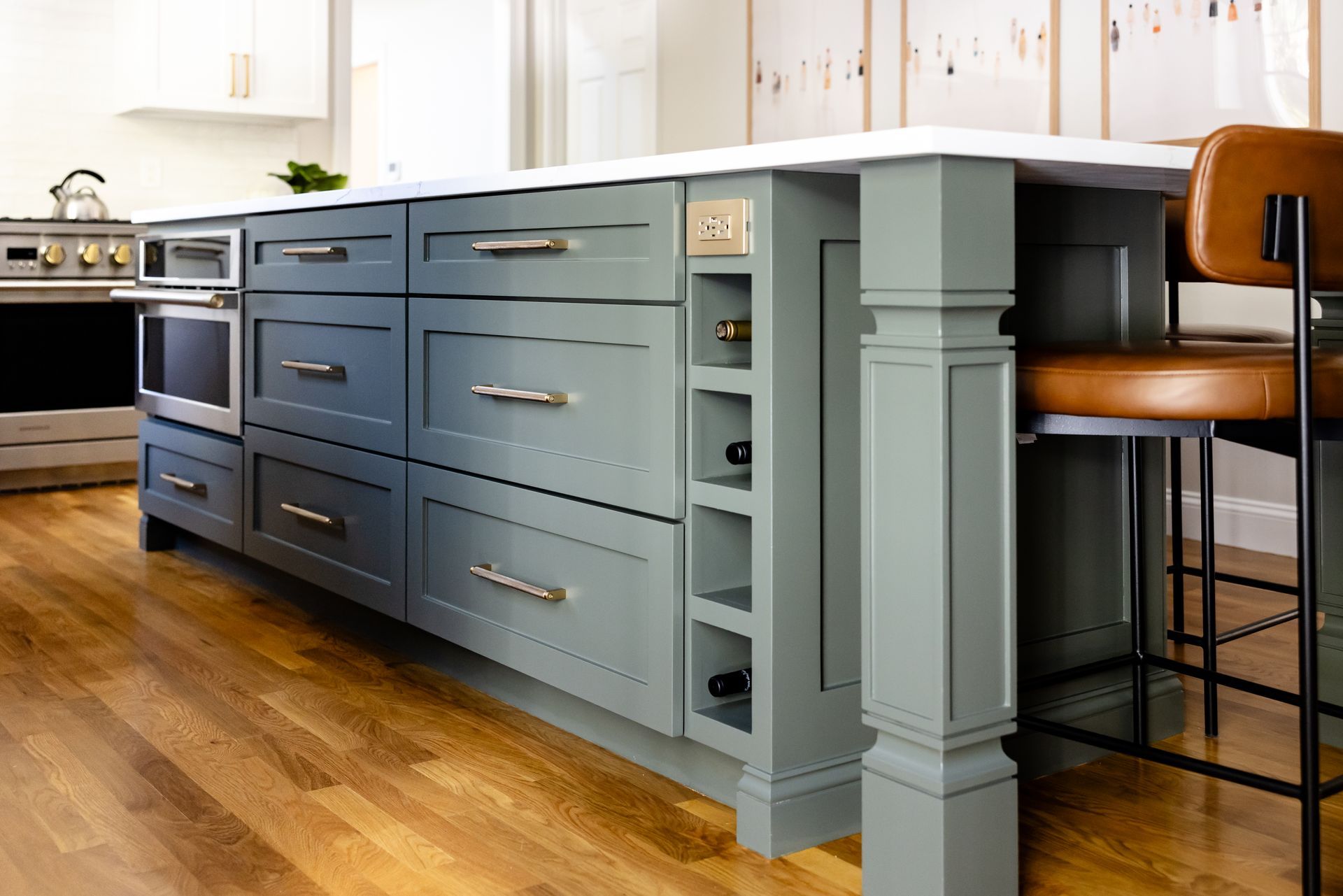 Island drawers and built-in wine cubby