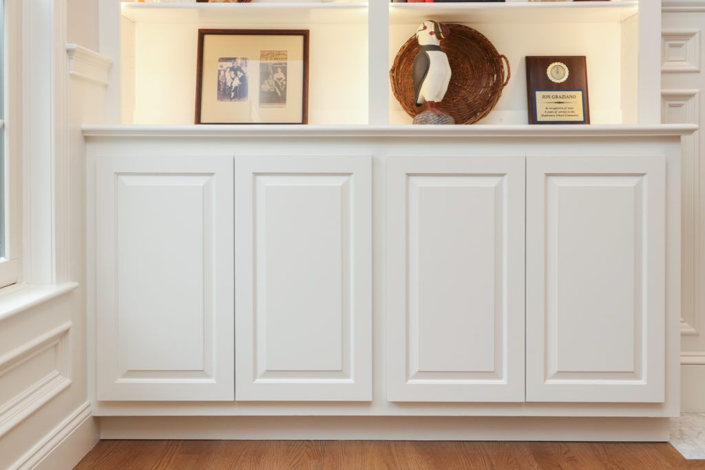 custom cabinetry office built ins sprayed with our cabinet painting technique