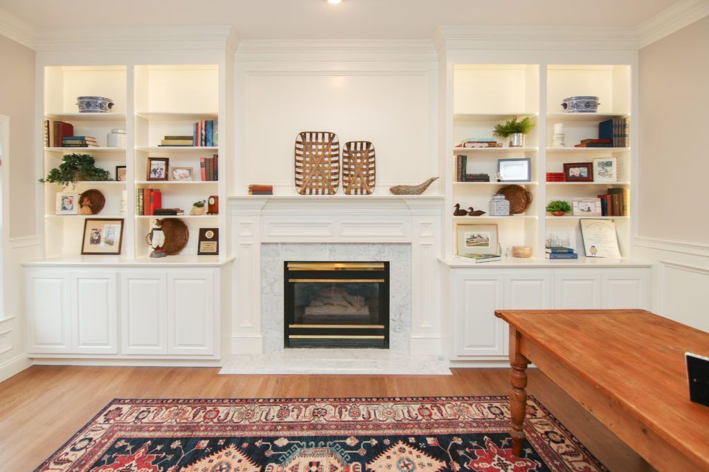 custom cabinetry office built ins sprayed with our cabinet painting technique