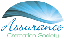 Assurance Cremation Society logo with blue fan arc and script text
