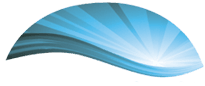 Abstract blue wave graphic with sweeping light-to-dark blue curves on a white background