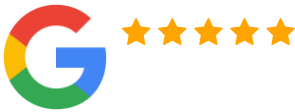 Google reviews graphic with five gold stars
