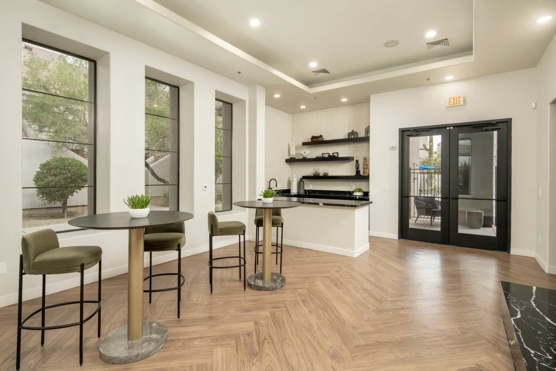 Lounge area with bar and seating