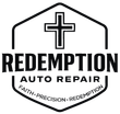 Redemption Auto Repair logo with cross and slogan &ldquo;Faith. Precision. Redemption.&rdquo;