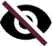 Black “no” symbol over a stylized eye, indicating privacy or hidden visibility.