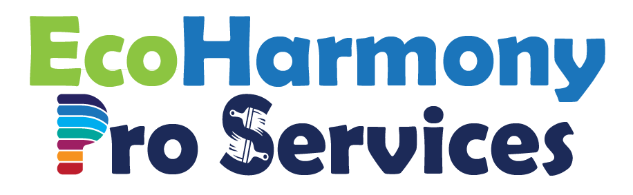 A logo for ecoharmony pro services with a white background