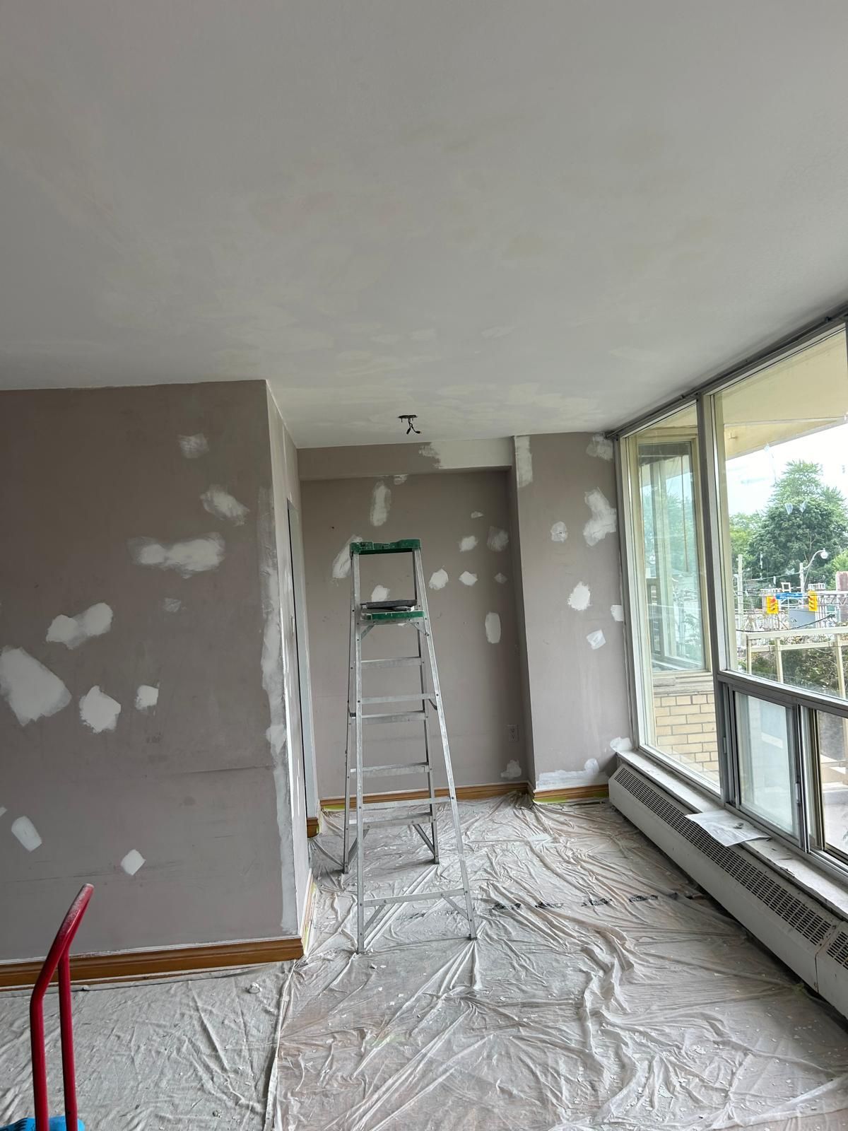 There is a ladder in the middle of the room.