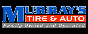 Murray’s Tire & Auto logo in blue, red, and silver with “Family Owned and Operated” text