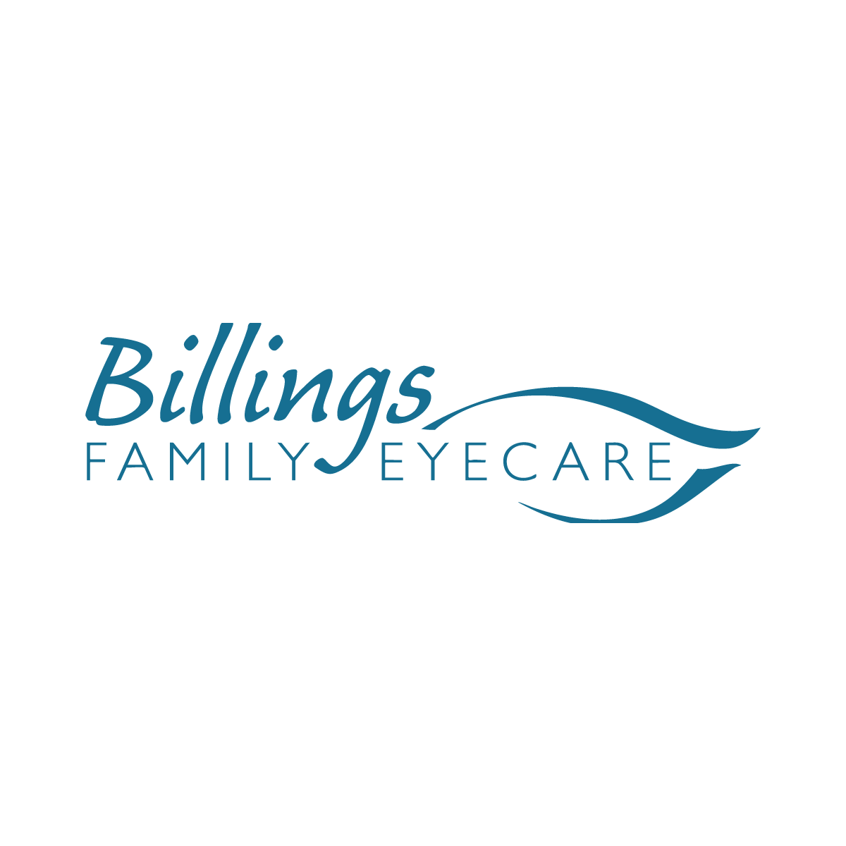 Billings Family Eyecare logo with teal text and a stylized eye.