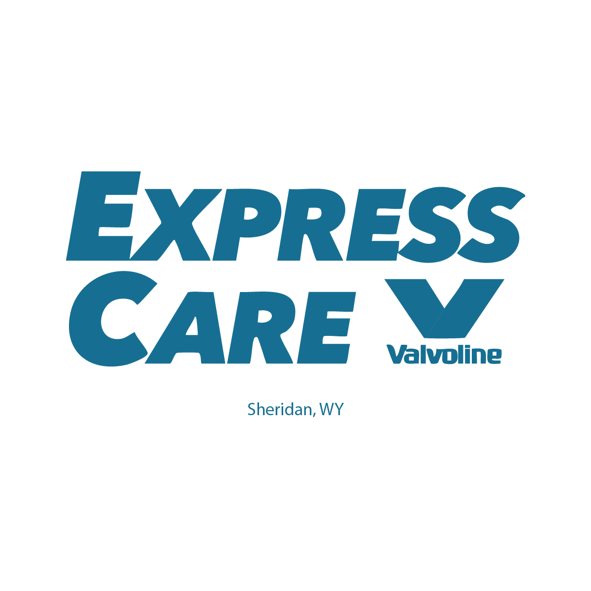 Express Care Valvoline logo; blue text on white background. Located in Sheridan, WY.