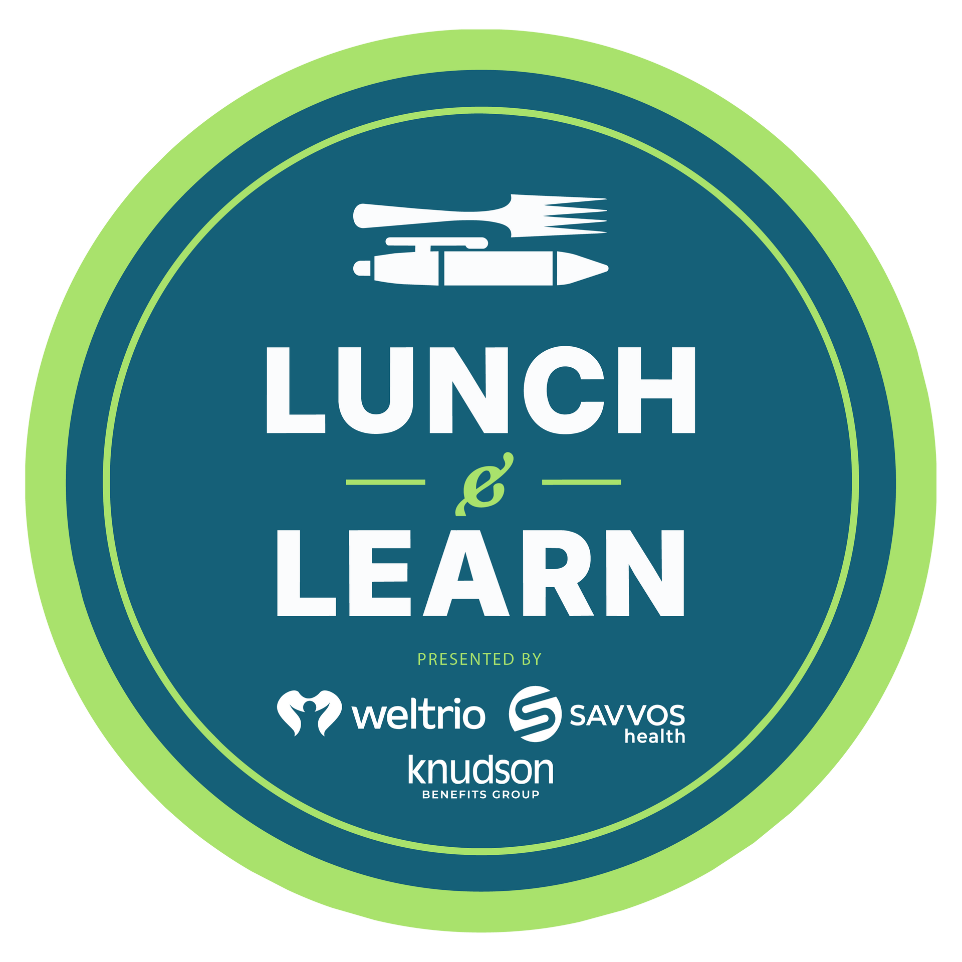 Weltrio lunch and learn benefits educational series logo with sponsor logos
