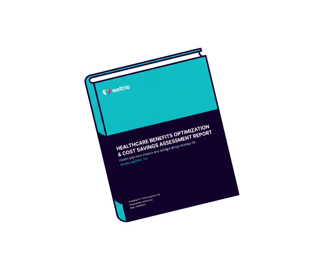Teal and dark purple technical report book cover tilted on a white background