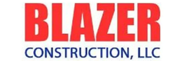 Blazer Construction, LLC logo. Bold red 