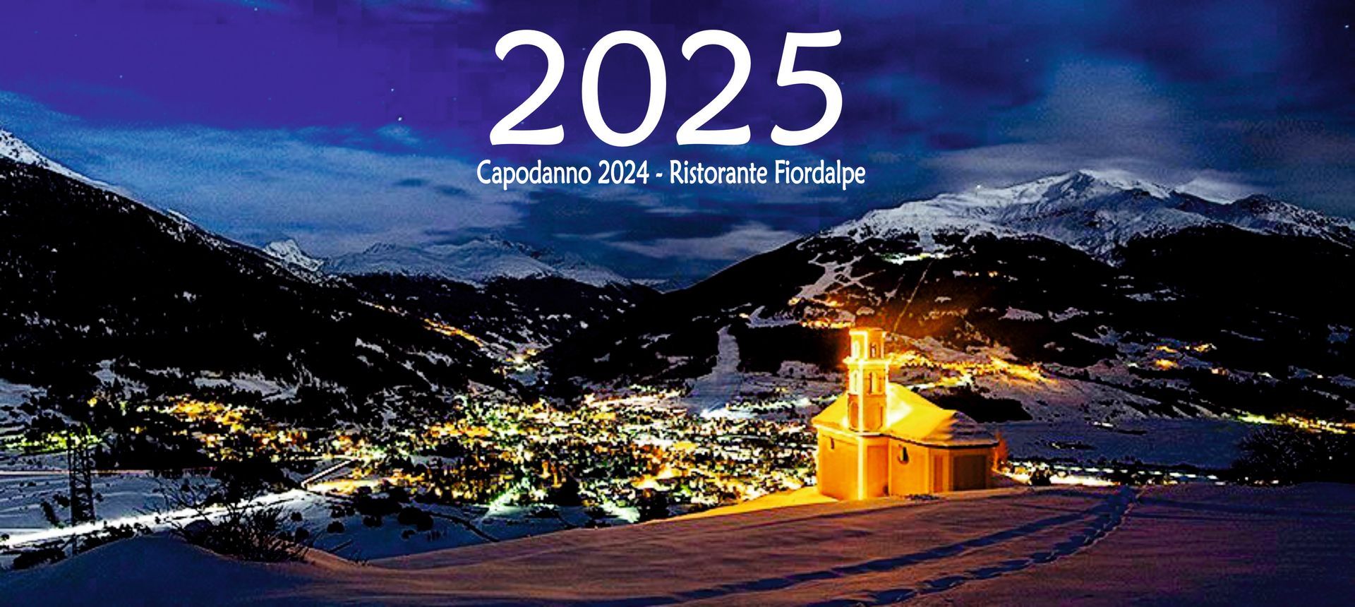 A poster for the year 2025 with a snowy mountain in the background