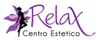 Logo di Relax Centro Estetico con silhouette viola e testo viola fluente su sfondo bianco.