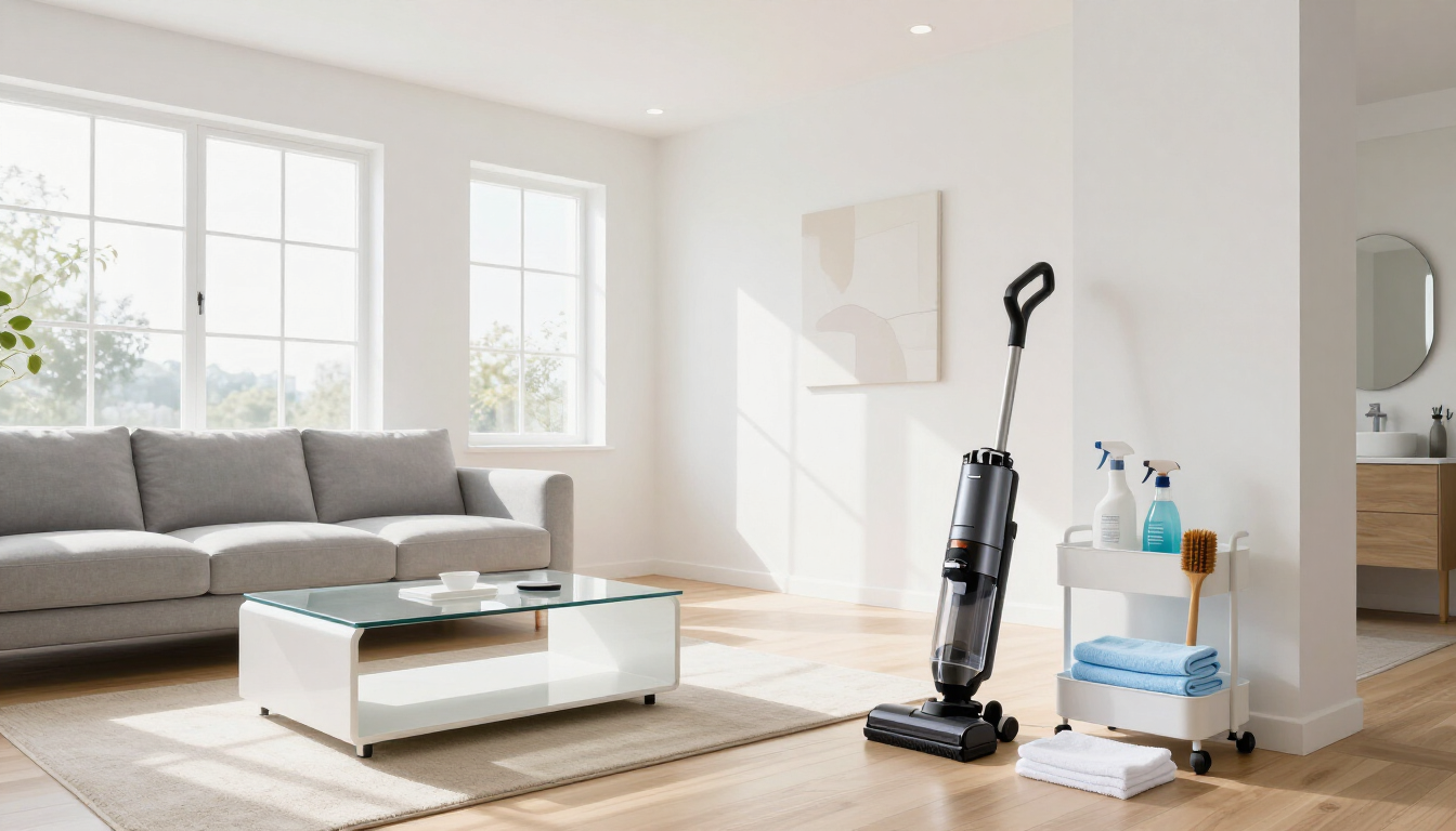 A beautifully cleaned modern living room representing professional home services.