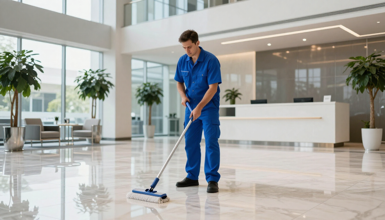 Professional cleaning in a modern office
