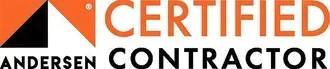 Logo for Andersen Certified Contractor in orange and black.