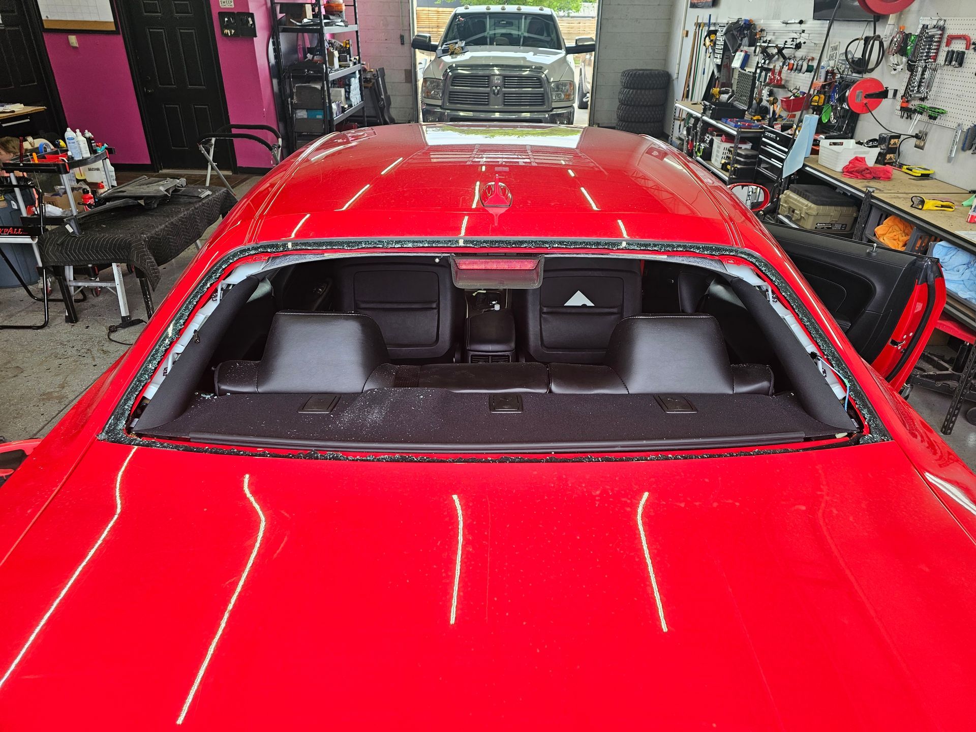 Before rear glass (rear windshield) replacement in Guthrie, OK