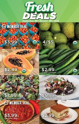 Fresh Deals Flyer Featuring Fruit, Vegetables, and Desserts