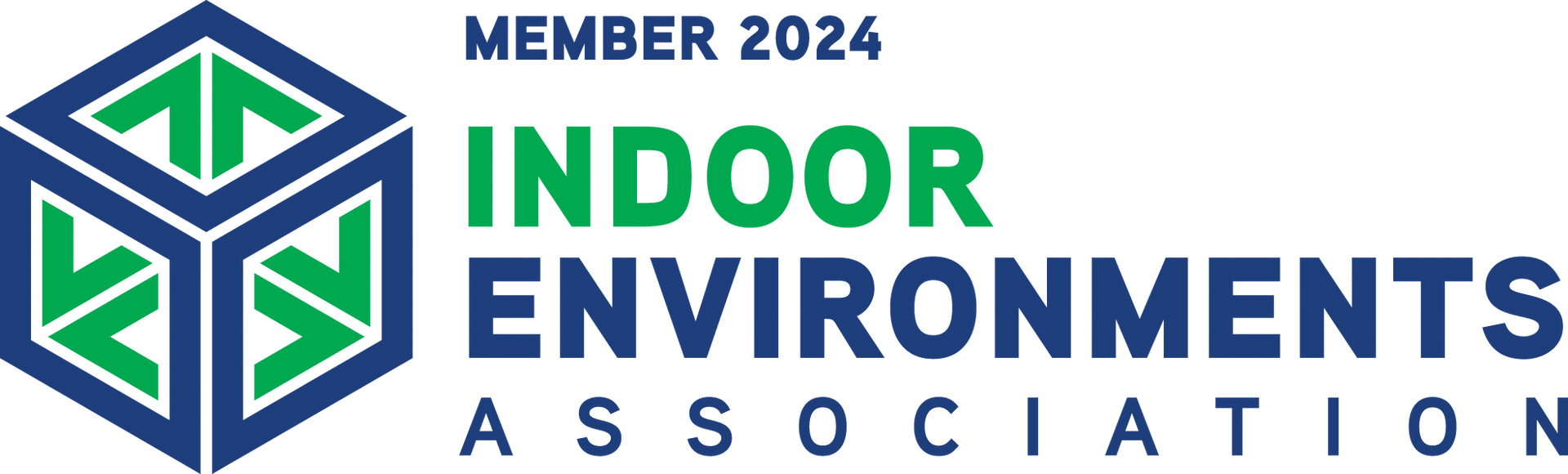 Member 2024 Indoor Environments Association logo in green and blue geometric design