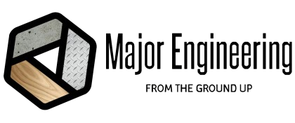 Major Engineering logo with geometric cube icon and the tagline “FROM THE GROUND UP”