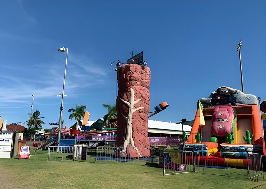 A Large Climbing Wall is in the Middle of a Park — Fun Time Amusements in Gracemere, QLD