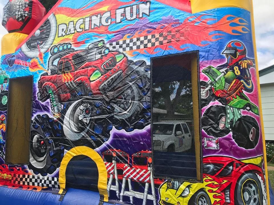Cars-Themed Inflatable Slide With Lightning Mcqueen on the Slide — Fun Time Amusements in Gracemere, QLD
