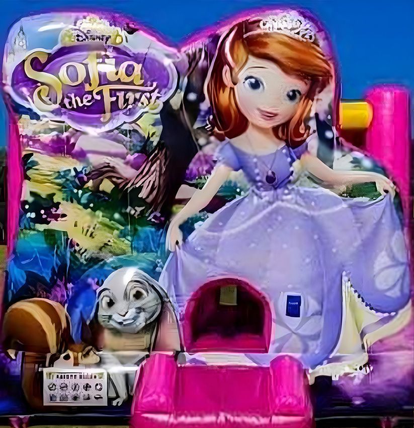 An Inflatable Sofia the First — Fun Time Amusements in Gracemere, QLD