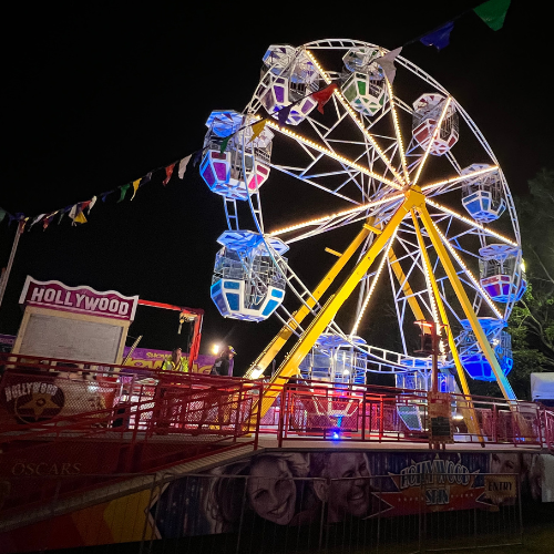 A Blue and Orange Ferris Wheel — Fun Time Amusements in Bundaberg, QLD