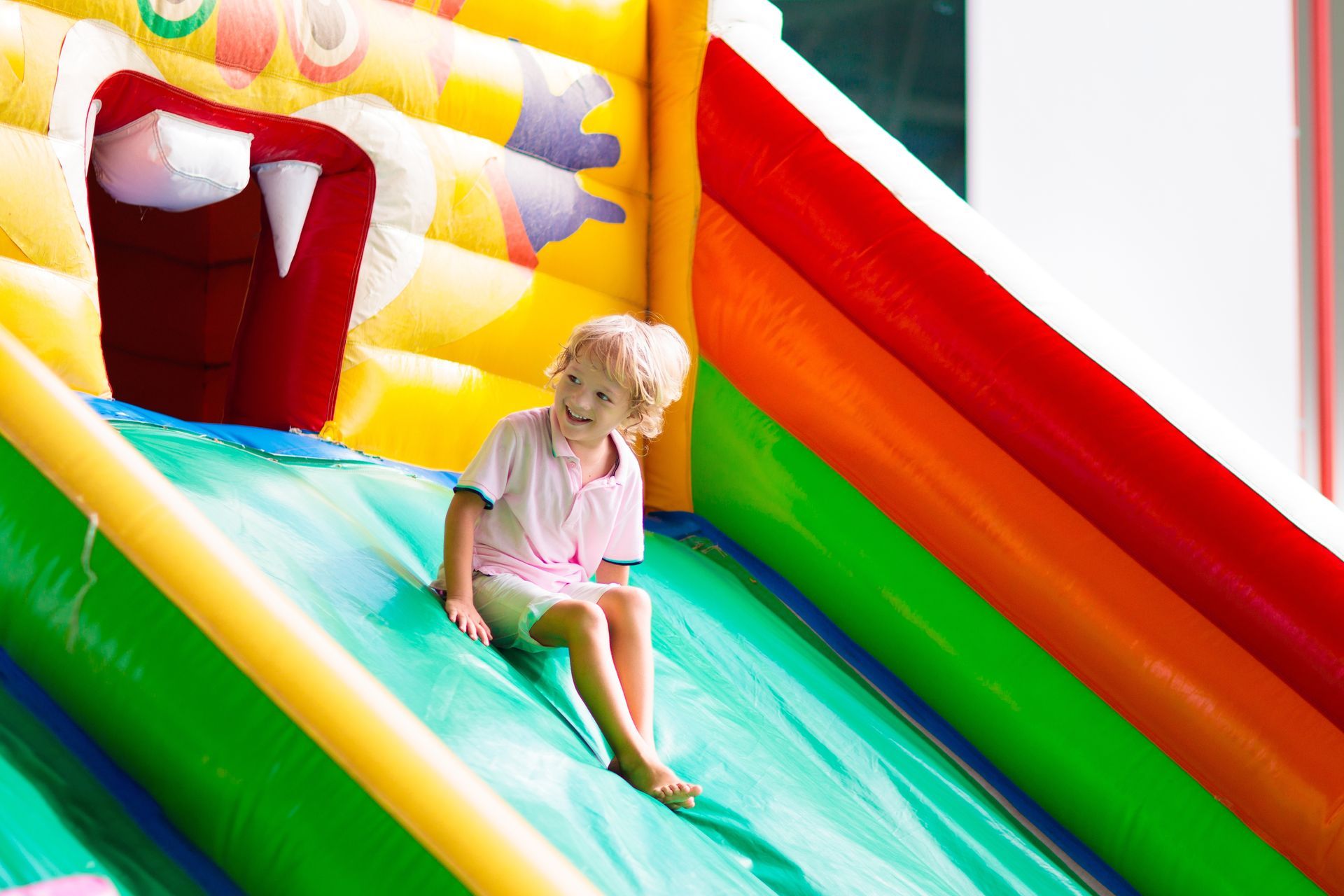 A Bouncy House With Cars on It Including Lightning McQueen — Fun Time Amusements in Rockhampton, QLD