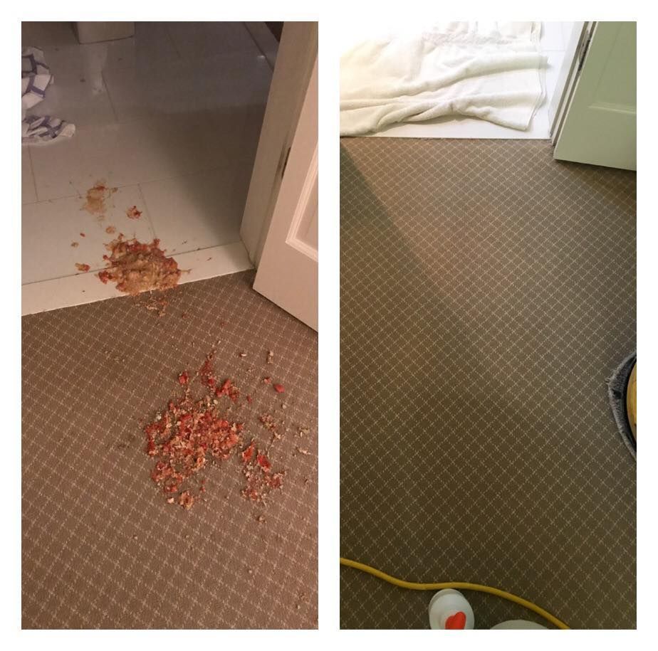 Carpet Master of Tulsa - A before and after photo of a bathroom floor