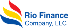 The logo for rio finance company llc has a red , yellow , and blue flame.