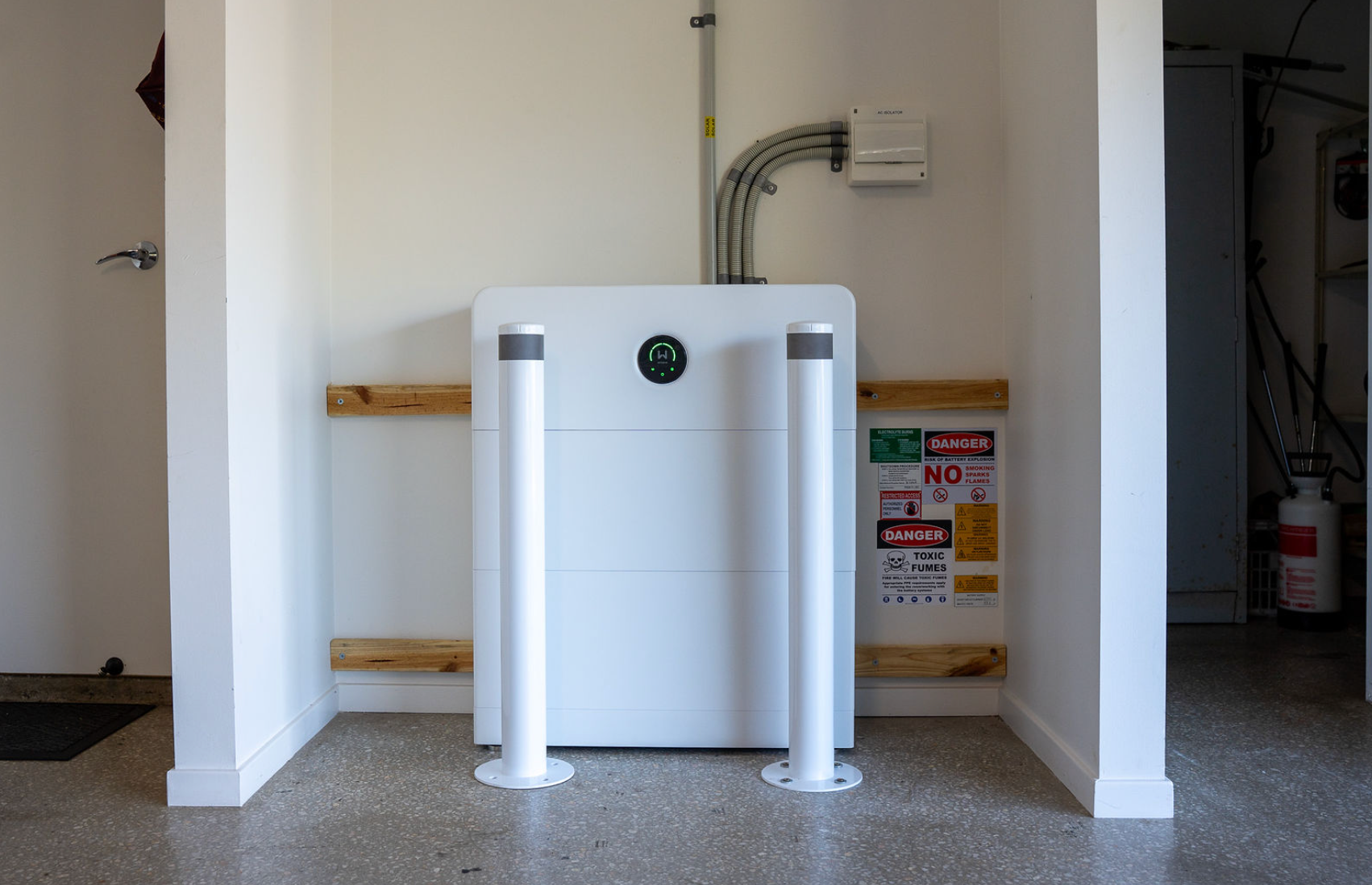 White Air Purifier/Dehumidifier in a Hallway Nook Against a Wall — Local Light Electrical in Suffolk Park, NSW