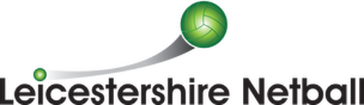 The logo for leicestershire netball shows a green netball flying through the air