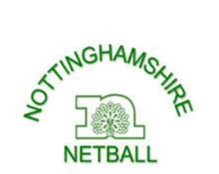 The logo for nottinghamshire netball is green and white