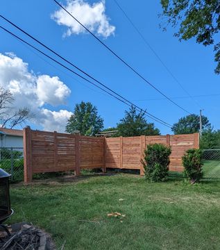 Cedar fence in backyard Cedar fence in backyard