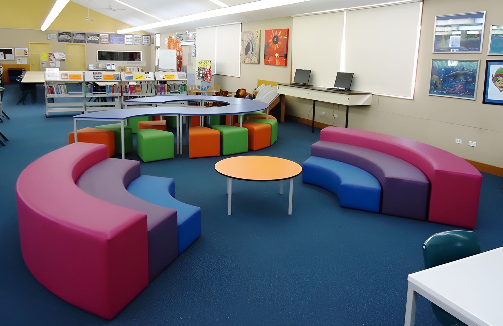 A Room With A Lot Of Colorful Furniture And Tables — Logic Joinery In Fountaindale, NSW