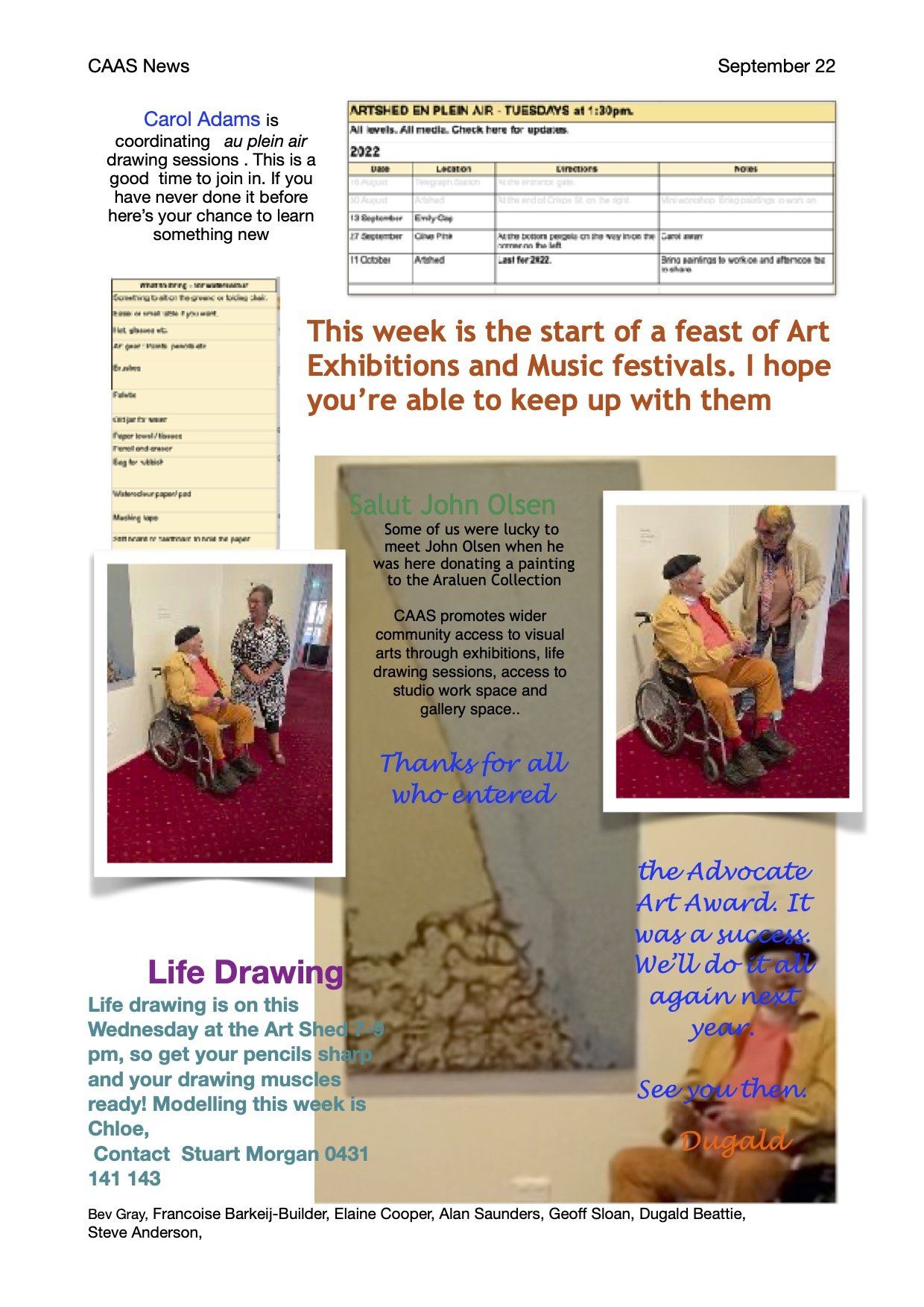 A newsletter page titled