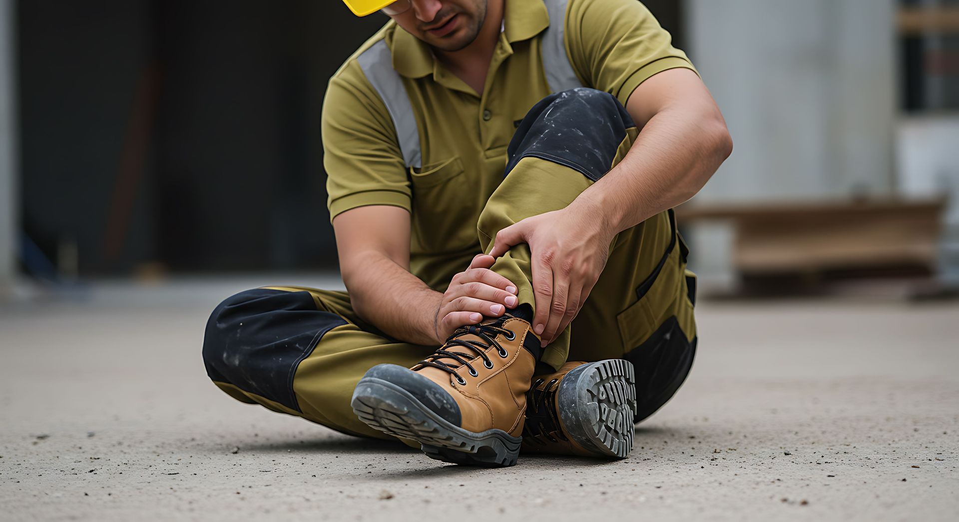 Workplace injury involving an ankle strain, emphasizing job site safety and prevention.