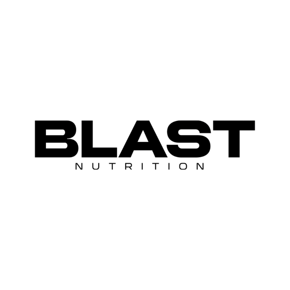 A black and white logo for a company called blast nutrition.