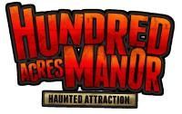 Hundred Acres Manor logo with red/orange haunted attraction text on a black background