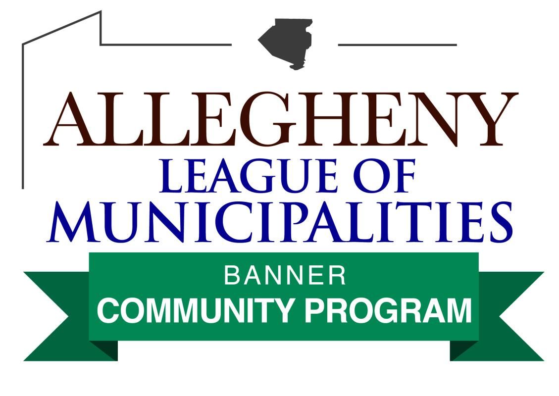 Allegheny League of Municipalities banner community program logo in black, blue, and green