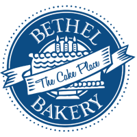 Bethel Bakery blue circular logo with a white banner reading “The Cake Place”