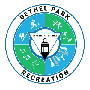 Bethel Park Recreation circular logo with green and blue sports icons around a central lantern and “Boundless Possibilities” text