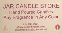 Jar Candle Store sign advertising hand-poured candles in any fragrance and color.