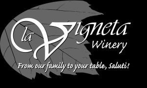 La Vigneta Winery logo with grape leaf graphic and “From our family to your table, Saluti!” tagline